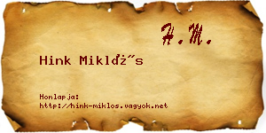 Hink Miklós névjegykártya